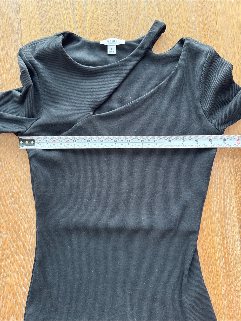 Reiss Black Asymmetric Cutout Long Sleeve Top - Picture 4 of 5